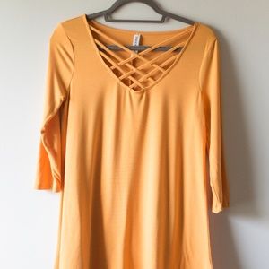 Zenana Boutique Shirt / Top 3/4 sleeve mustard